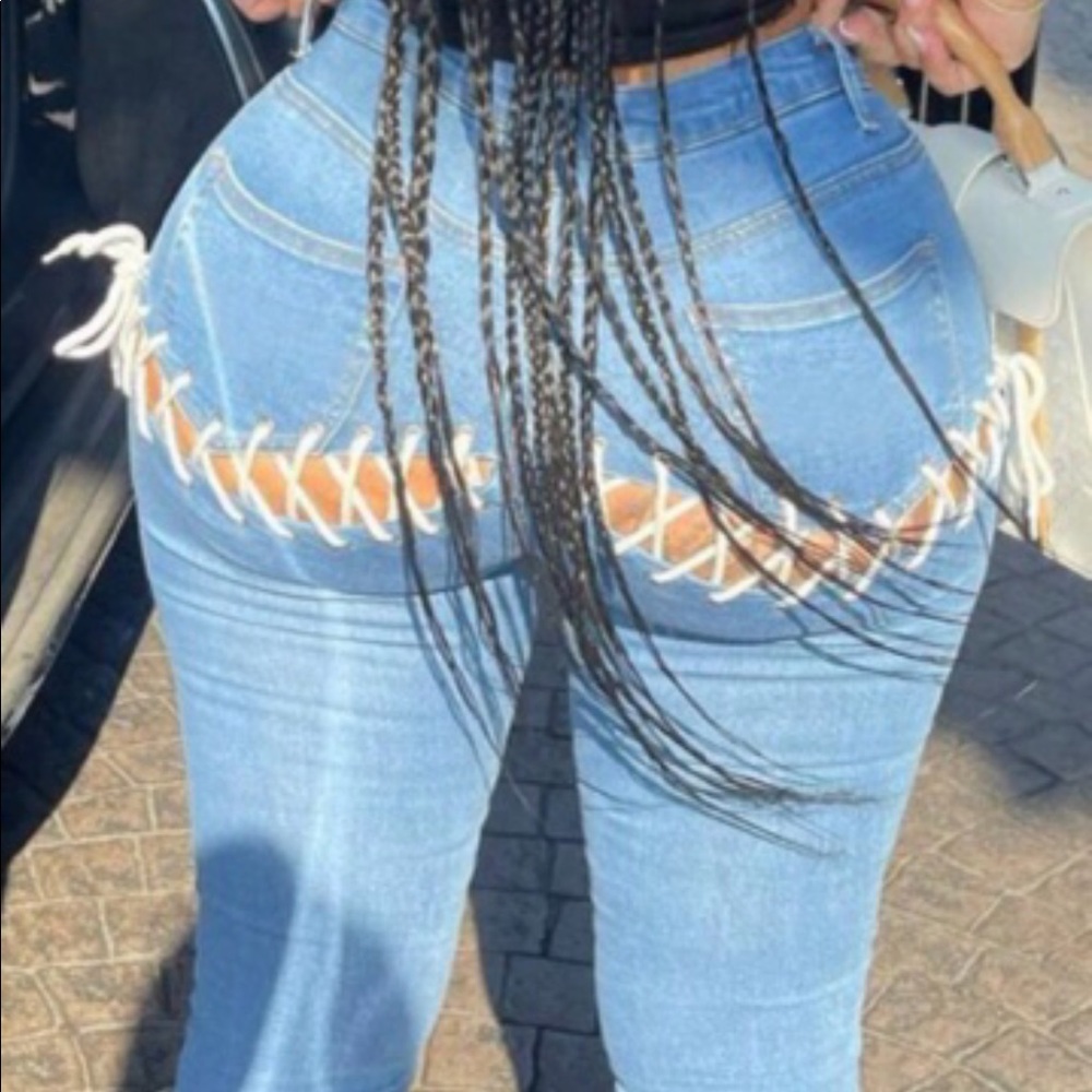 Denim jeans w/ string ties